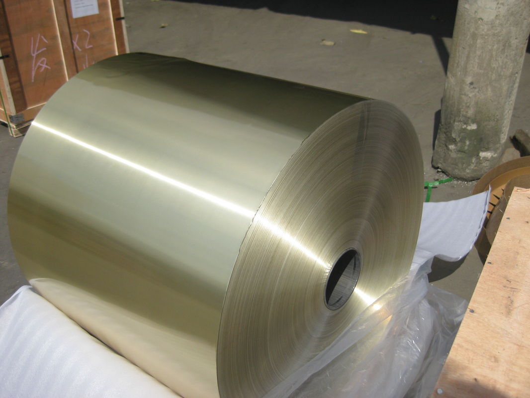 Το κράμα 8079 εποξικό χρυσό χρώμα έντυσε το φύλλο αλουμινίου κλιματιστικών μηχανημάτων αργιλίου για το finstock με πάχος 0.152mm (0,006 το»)